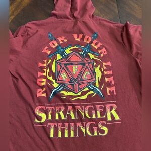 Stranger Things Hooded Long Sleeved  Graphic T Shirt Medium